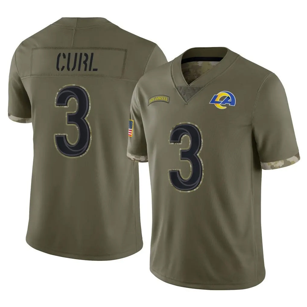 Broks LA.Rams #3 Kam Curl Player Olive Salute To Service Limited Stitched Jerseys