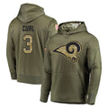 Broks LA.Rams #3 Kam Curl Player Olive Salute to Service Pullover Hoodies Home Game Stitched Jerseys