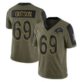 Broks LA.Rams #69 Kevin Dotson Player Olive Salute To Service Limited Game Stitched Jerseys
