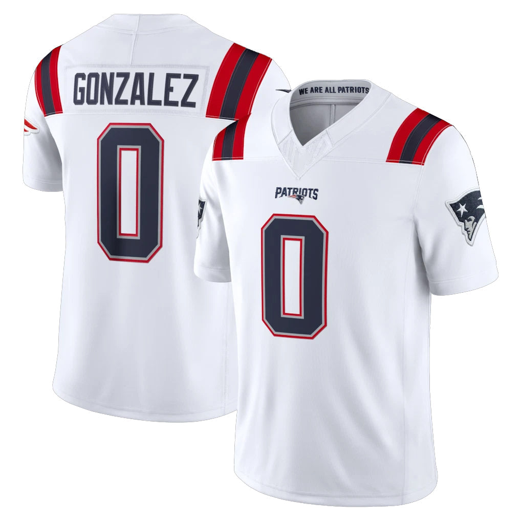 Broks NE.Patriots #0 Christian Gonzalez Player White Limited Vapor F.U.S.E. Home Game Stitched Jerseys