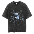 Cotton Men Women Washed Vintage T-Shirt Anime Graphic Print