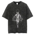 Cotton Men Women Washed Vintage T-Shirt Anime Graphic Print