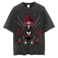 Cotton Men Women Washed Vintage T-Shirt Anime Graphic Print