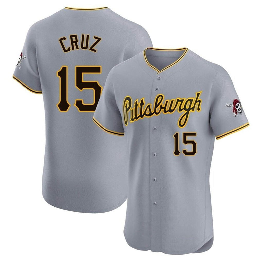 Broks P.Pirates #15 Oneil Cruz Player Gray Road Home Limited Elite Stitched Jerseys