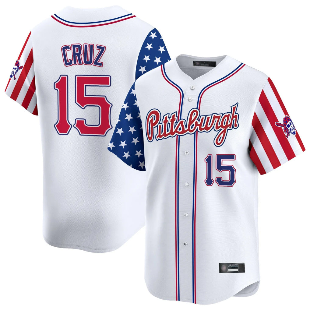 Broks P.Pirates #15 Oneil Cruz Player White 2025 Independence Day Vapor Premier Limited Stitched Jerseys