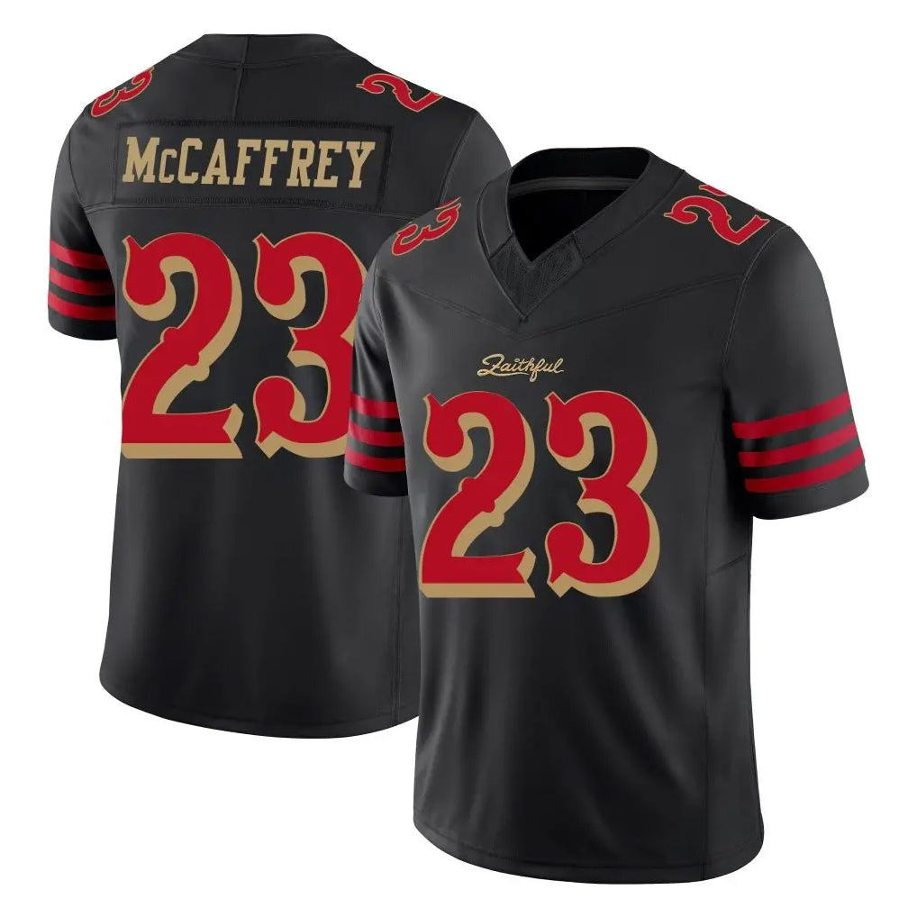 Broks SF.49ers #23 Christian McCaffrey Player Black Limited Rivalries Collection Home Game Stitched Jerseys