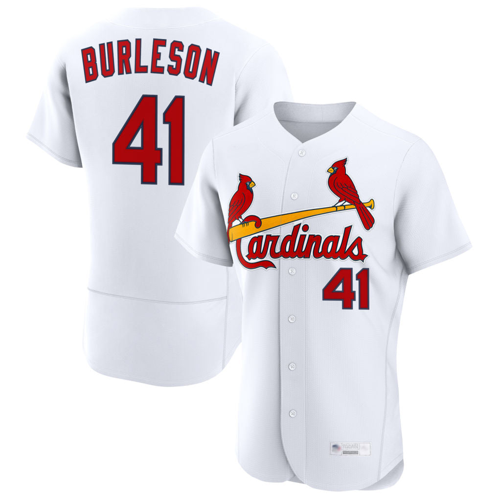 Broks St. Louis Cardinals #41 Alec Burlesona Player White Home Limited Elite Stitched Jerseys