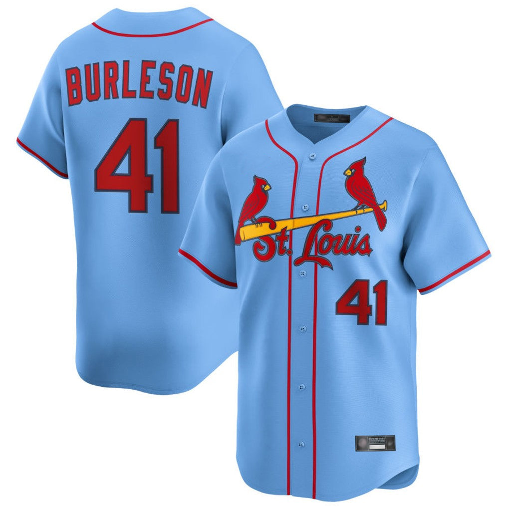 Broks St. Louis Cardinals #41 Alec Burlesona Player Light Blue Home Limited Stitched Jerseys