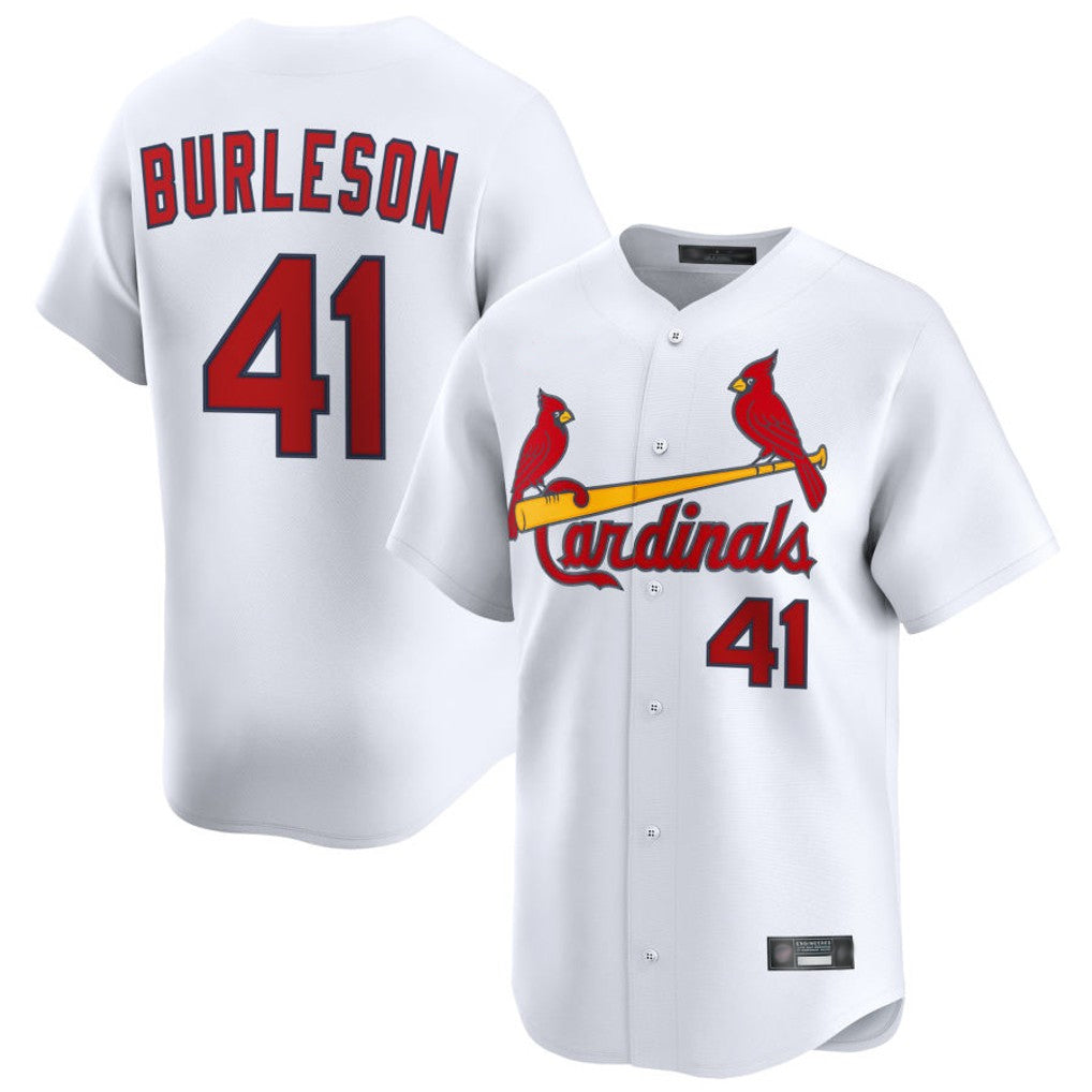 Broks St. Louis Cardinals #41 Alec Burlesona Player White Home Limited Stitched Jerseys