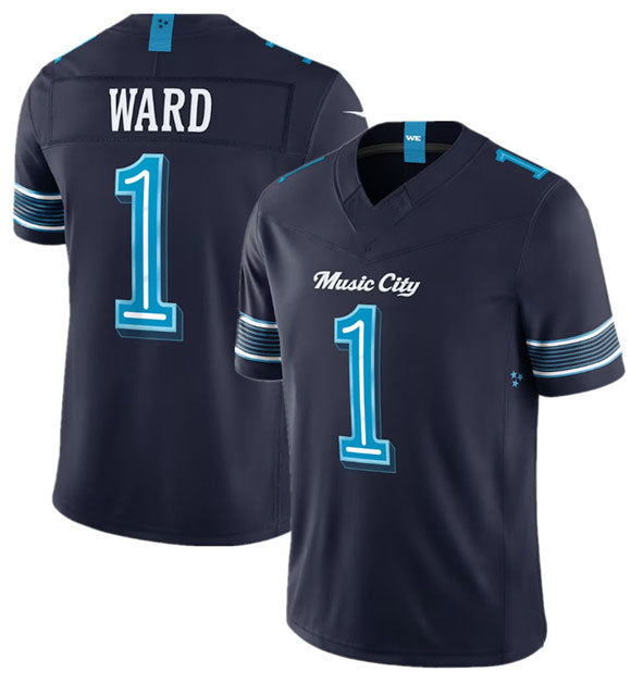Broks T.Titans #1 Cameron Ward Navy 2026 F.U.S.E. 'Music City' Rivalries Collection Limited Football Stitched Jersey