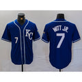 Broks Kansas City Royals #7 Bobby Witt Jr Number Royal  Cool Base Stitched Jersey