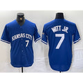 Broks Kansas City Royals #7 Bobby Witt Jr Number Blue  Cool Base Stitched Jersey